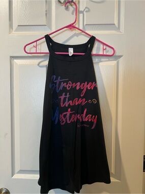 Black Graphic Tank Top - Stronger Than Yesterday
